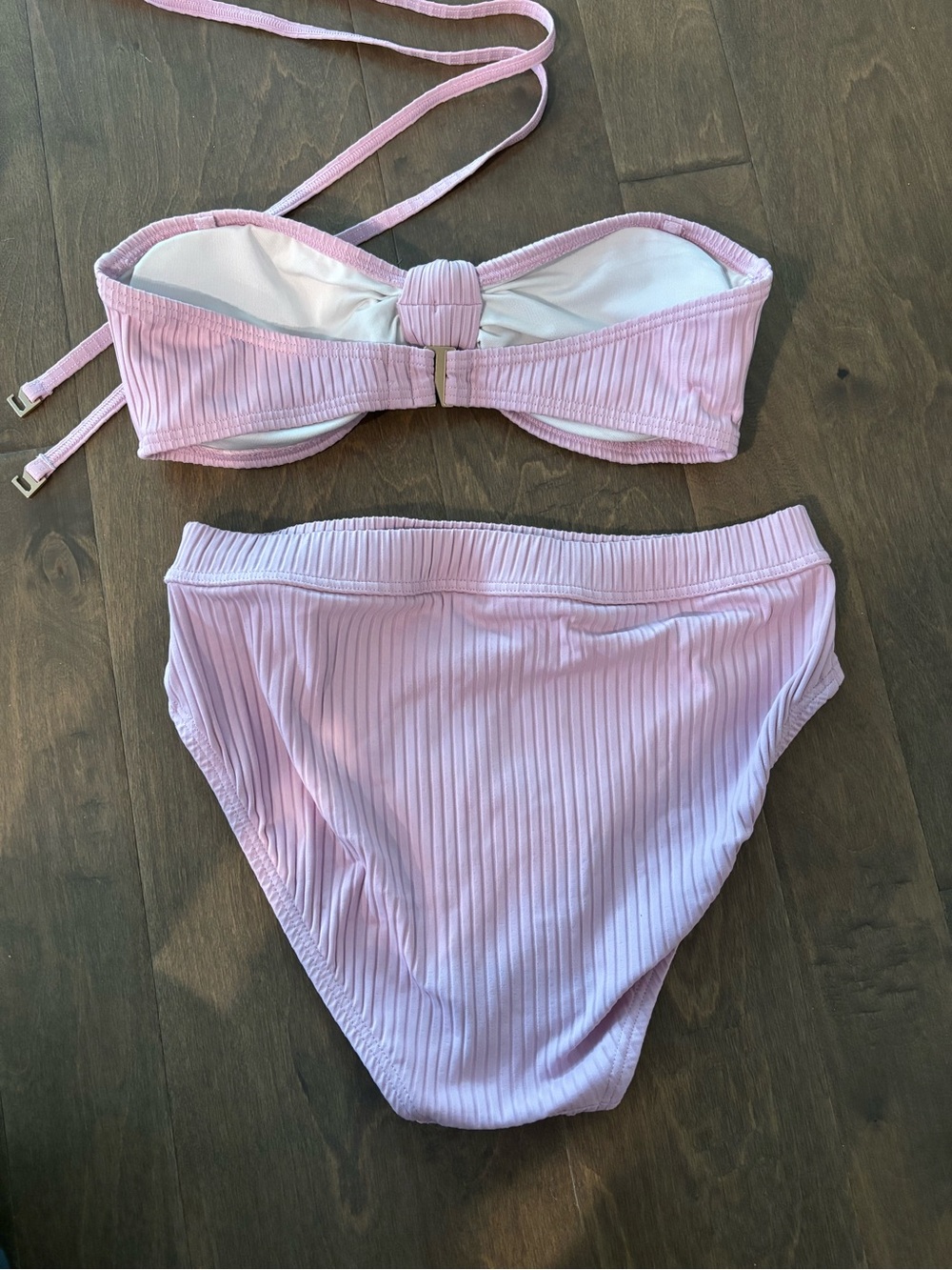 Pink Ribbed Bandeau Bikini Set - Picture 2 of 5